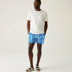 Men's Loras Swim Shorts | Elysium Blue Leaf Seersucker Co-Ord