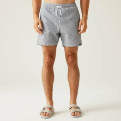Men's Loras Swim Shorts | Navy Seersucker Stripe