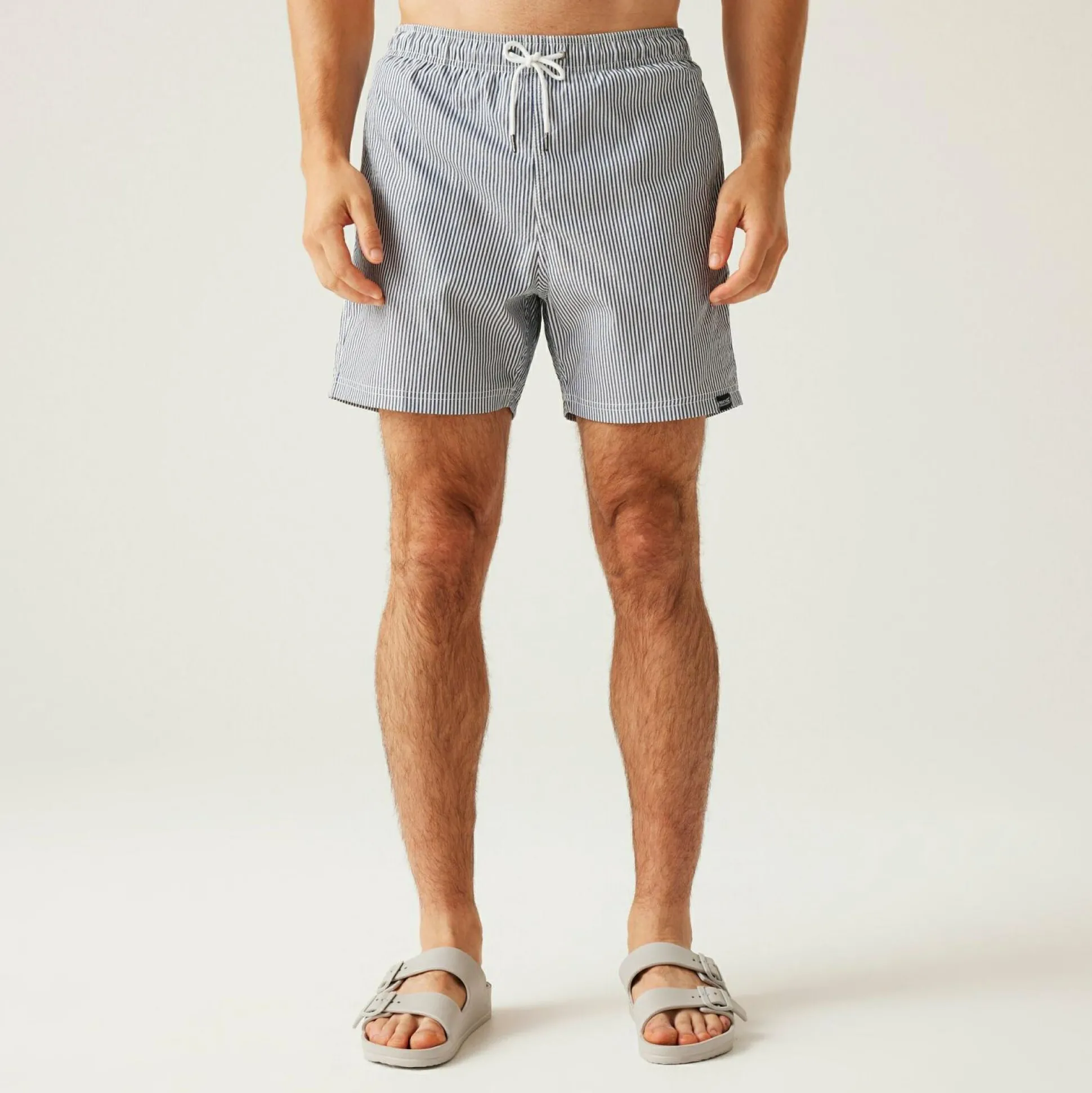 Men's Loras Swim Shorts | Navy Seersucker Stripe