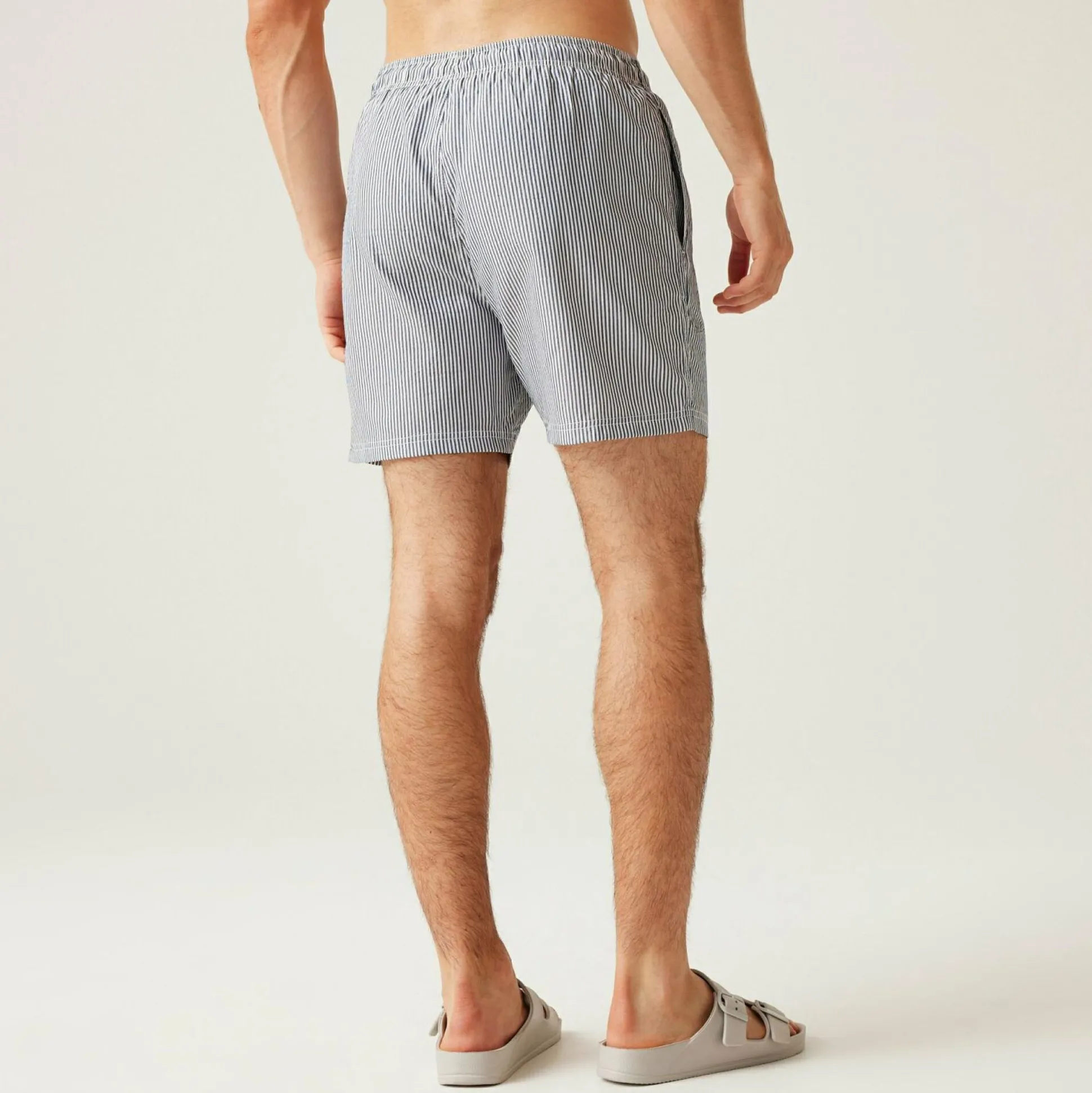 Men's Loras Swim Shorts | Navy Seersucker Stripe