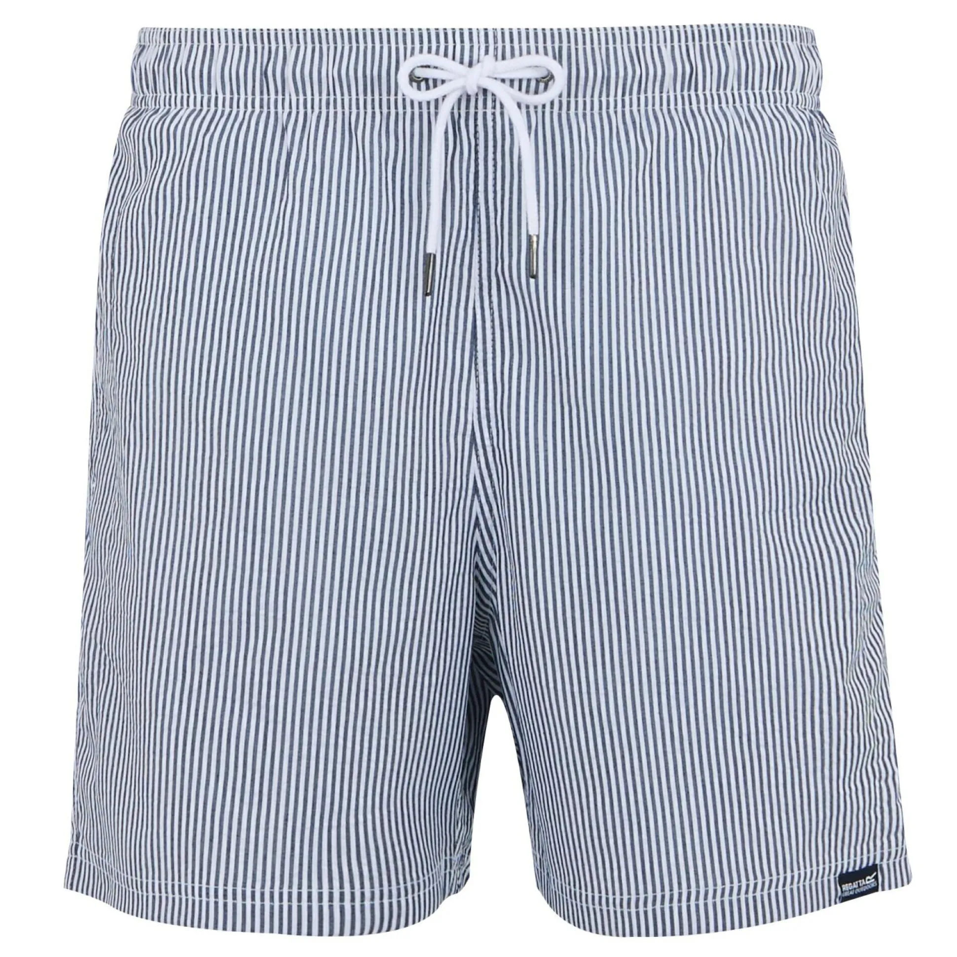 Men's Loras Swim Shorts | Navy Seersucker Stripe