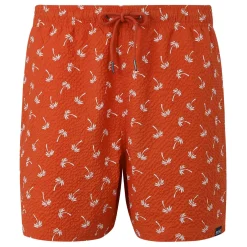 Men's Loras Swim Shorts | Poppy Red Palm Seersucker Co-Ord