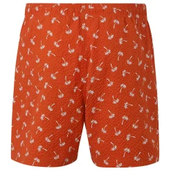 Men's Loras Swim Shorts | Poppy Red Palm Seersucker Co-Ord