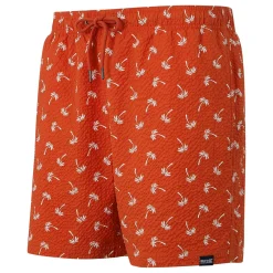 Men's Loras Swim Shorts | Poppy Red Palm Seersucker Co-Ord