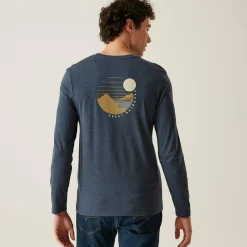 Men's Maylow Long Sleeved T-Shirt | Navy Marl Graphic