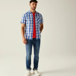 Men's Mindano IX Short Sleeve Shirt | White Olympian Blue Check