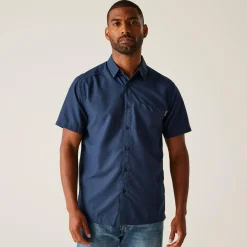 Men's Mindano IX Short Sleeve Shirt | Navy Triangle Print