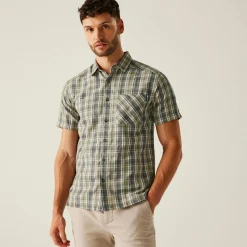 Men's Mindano IX Short Sleeve Shirt | Golden Sand Treetop Stone White Check