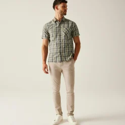 Men's Mindano IX Short Sleeve Shirt | Golden Sand Treetop Stone White Check