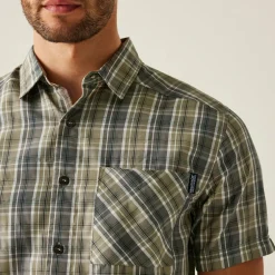 Men's Mindano IX Short Sleeve Shirt | Golden Sand Treetop Stone White Check