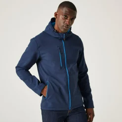 Men's Navigate 2 Layer Hooded Softshell Jacket | Navy French Blue