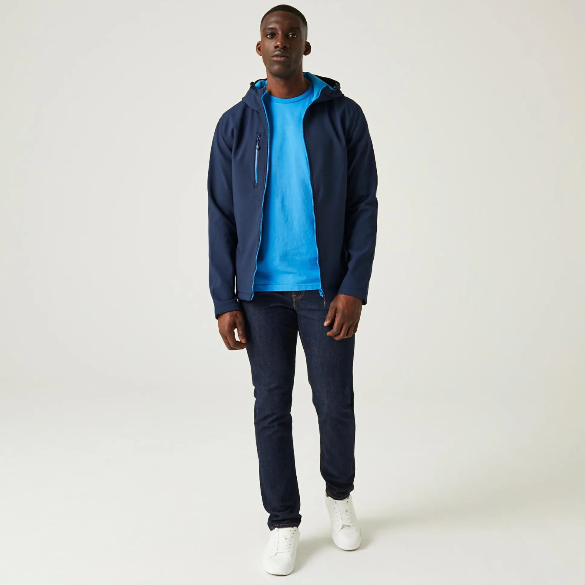 Men's Navigate 2 Layer Hooded Softshell Jacket | Navy French Blue