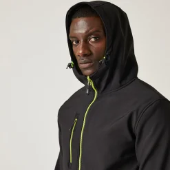 Men's Navigate 2 Layer Hooded Softshell Jacket | Black Lime Green