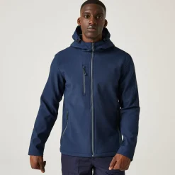 Men's Navigate 2 Layer Hooded Softshell Jacket | Navy Seal Grey