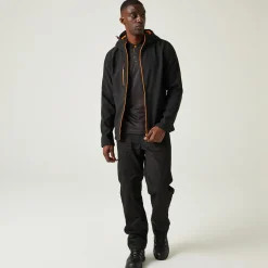 Men's Navigate 2 Layer Hooded Softshell Jacket | Black Orange Pop
