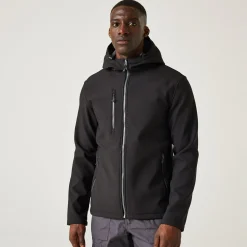 Men's Navigate 2 Layer Hooded Softshell Jacket | Black Seal Grey