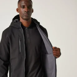 Men's Navigate 2 Layer Hooded Softshell Jacket | Black Seal Grey