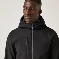 Men's Navigate 2 Layer Hooded Softshell Jacket | Black Seal Grey