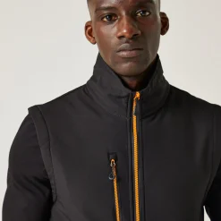 Men's Navigate 2 Layer Softshell Bodywarmer | Black Orange Pop
