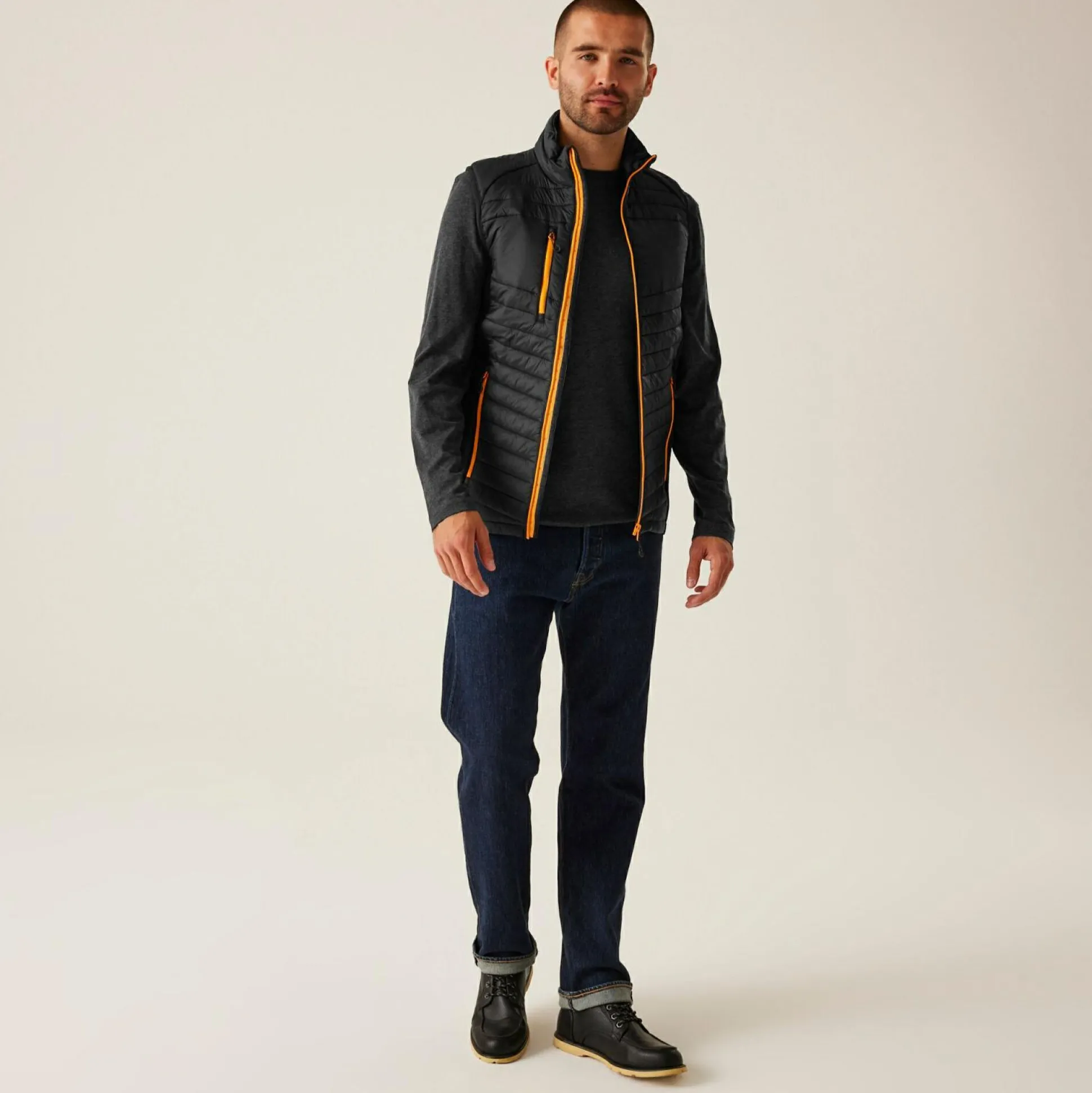 Men's Navigate Hybrid Bodywarmer | Black Orange Pop
