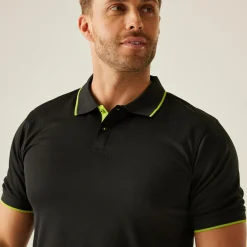 Men's Navigate Short Sleeve Polo Shirt | Black Lime Green