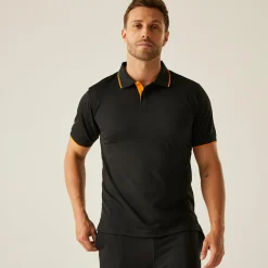 Men's Navigate Short Sleeve Polo Shirt | Black Orange Pop
