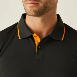 Men's Navigate Short Sleeve Polo Shirt | Black Orange Pop
