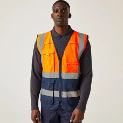 Men's Pro HI-VIS Executive Vest | Orange Navy