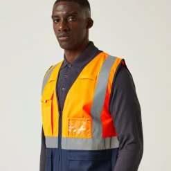 Men's Pro HI-VIS Executive Vest | Orange Navy