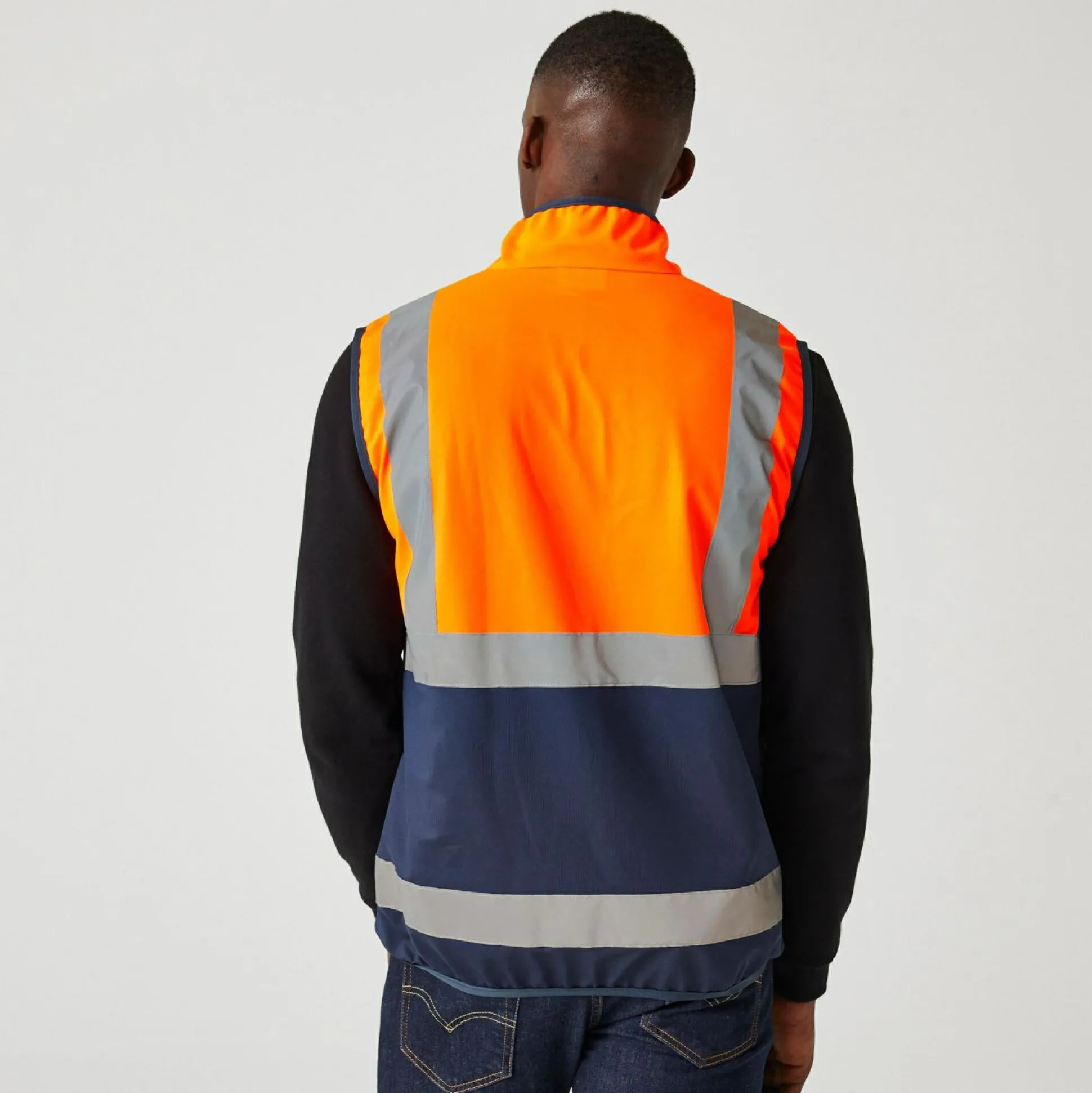 Men's Pro HI-VIS Full Zip Gilet | Orange Navy