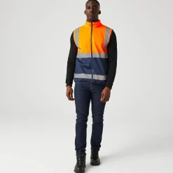 Men's Pro HI-VIS Full Zip Gilet | Orange Navy