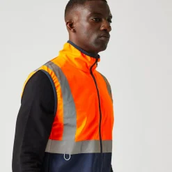 Men's Pro HI-VIS Full Zip Gilet | Orange Navy