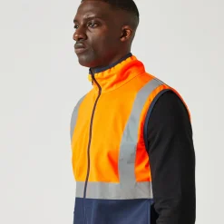 Men's Pro HI-VIS Full Zip Gilet | Orange Navy