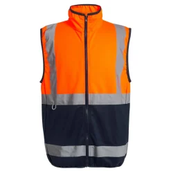 Men's Pro HI-VIS Full Zip Gilet | Orange Navy