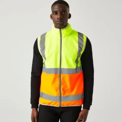 Men's Pro HI-VIS Full Zip Gilet | Yellow Orange