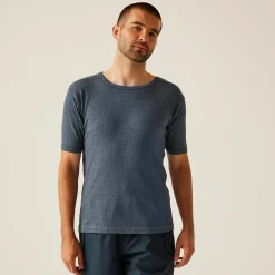 Men's Short Sleeve Thermal Vest | Denim Blue