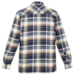 Men's Thamos Long Sleeved Checked Shirt | Navy Gold Sand Check