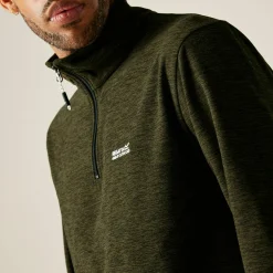 Men's Thompson Marl Half Zip Fleece | Olive Green