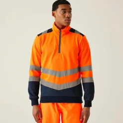Men's 2-tone Quarter-Zip Top | Orange Navy