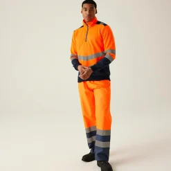 Men's 2-tone Quarter-Zip Top | Orange Navy