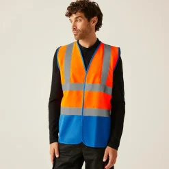 Men's Two Tone Hi-Vis Vest | Orange/Blue