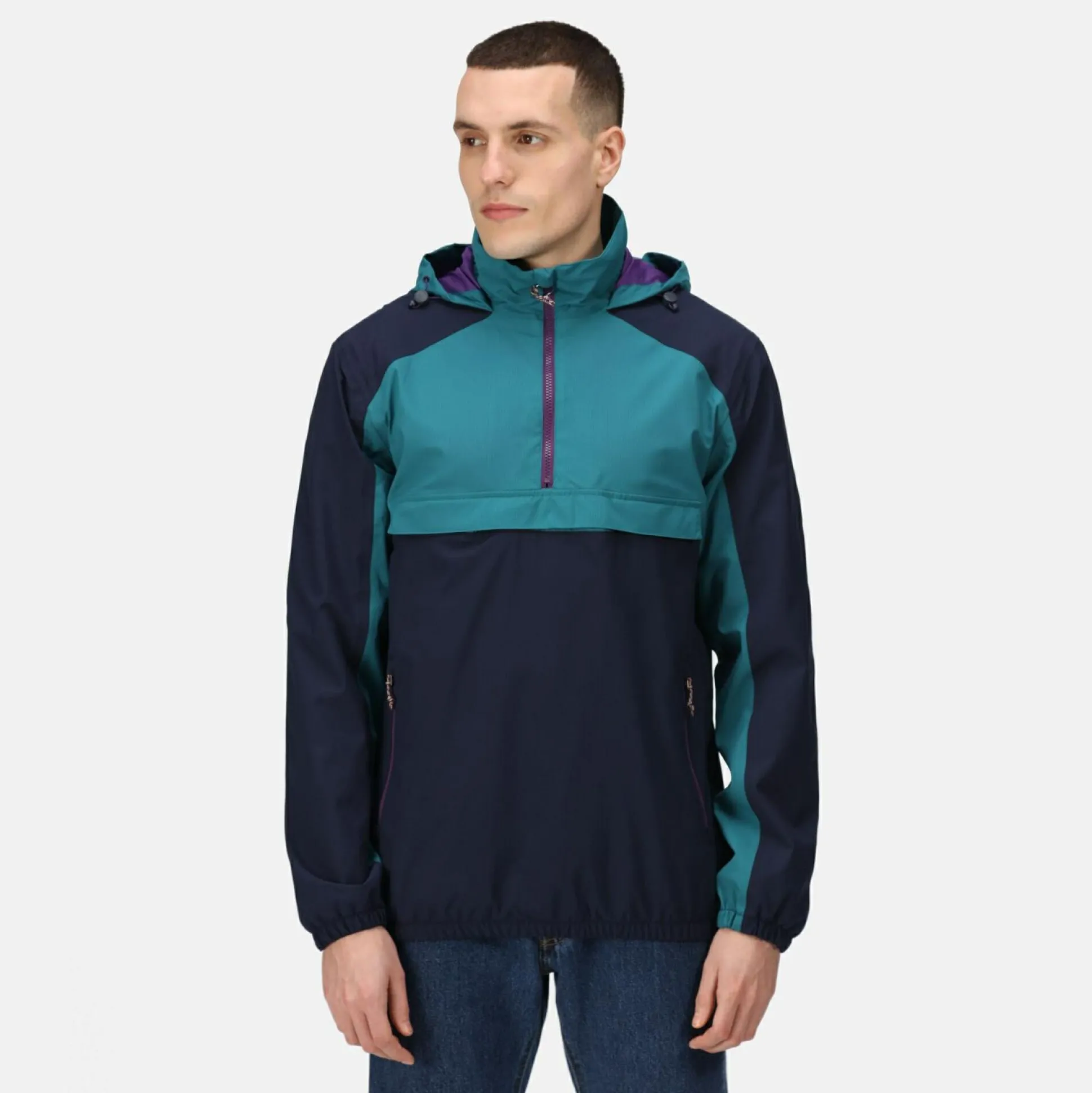 Men's Vintage Overhead Anorak | Black Strong Blue