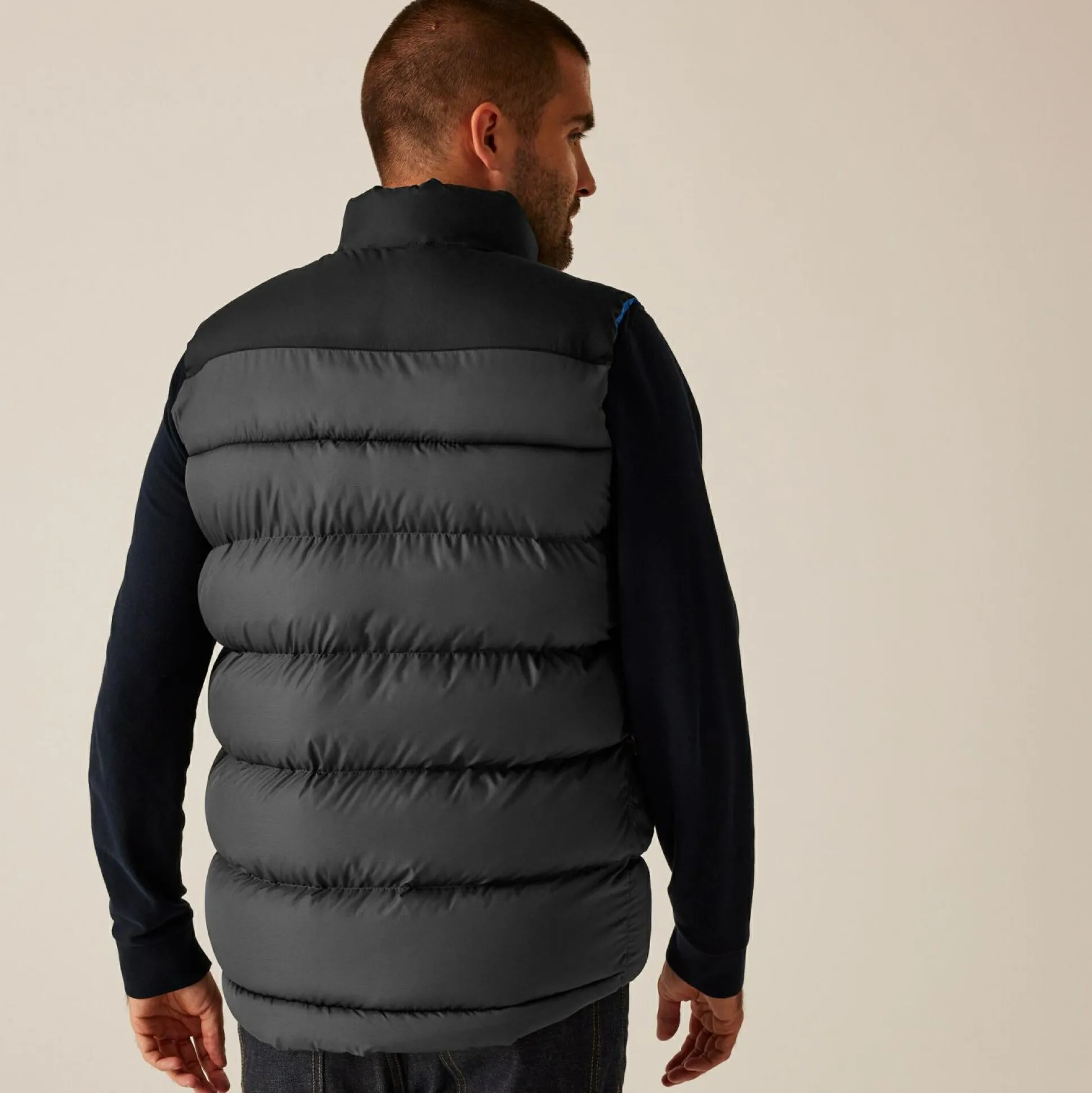 Men's Vintage Puffer Bodywarmer | Seal Grey Black