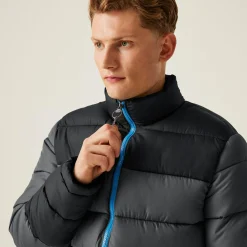 Men's Vintage Puffer Jacket | Seal Grey Black