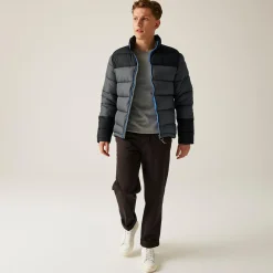 Men's Vintage Puffer Jacket | Seal Grey Black