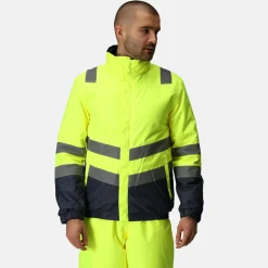 Men's Waterproof Hi-Vis Bomber Jacket | Yellow Navy