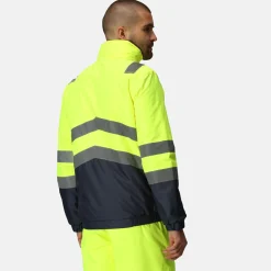 Men's Waterproof Hi-Vis Bomber Jacket | Yellow Navy