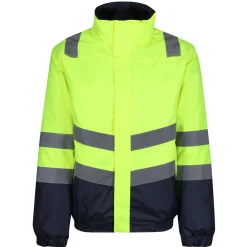 Men's Waterproof Hi-Vis Bomber Jacket | Yellow Navy