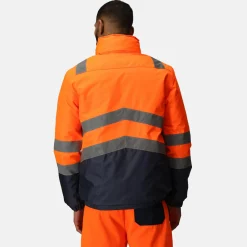 Men's Waterproof Hi-Vis Bomber Jacket | Orange Navy