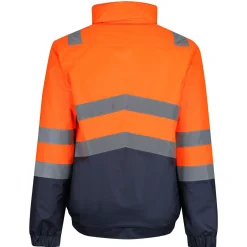 Men's Waterproof Hi-Vis Bomber Jacket | Orange Navy